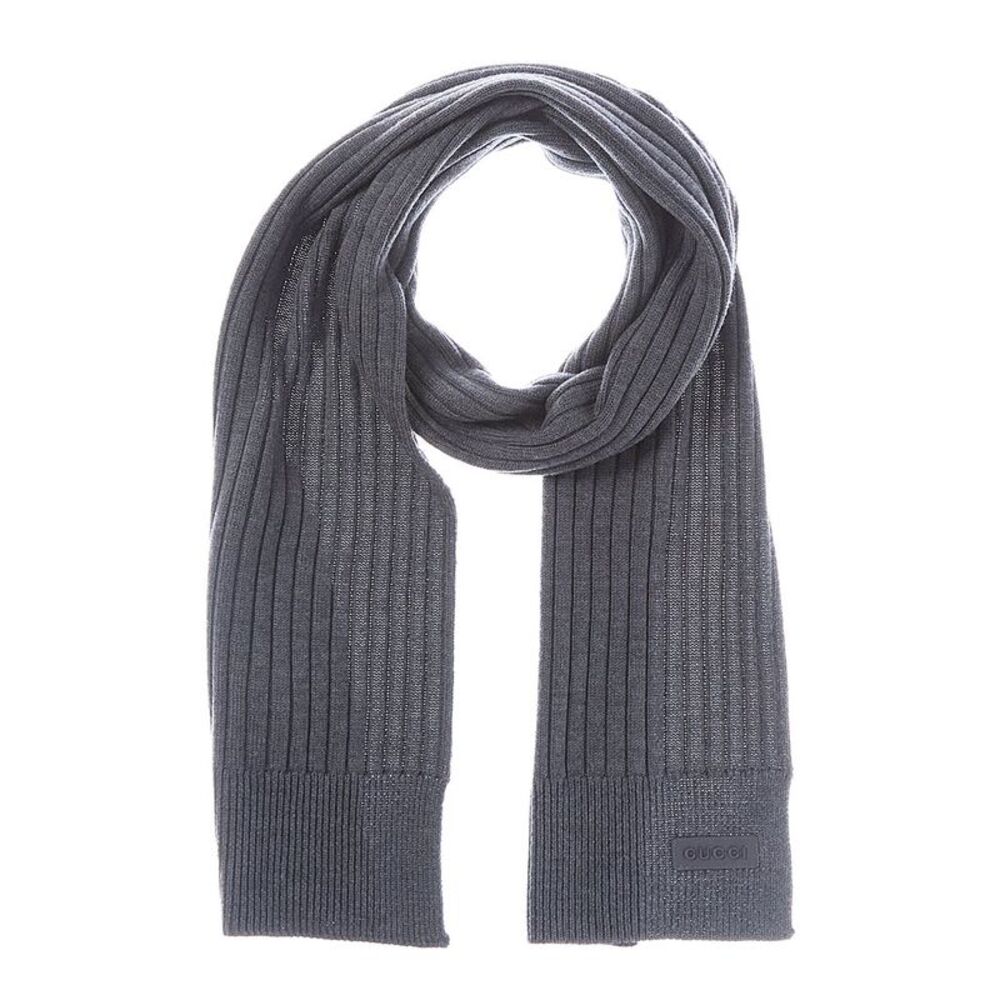 Gucci Knit Wool Scarf, Grey